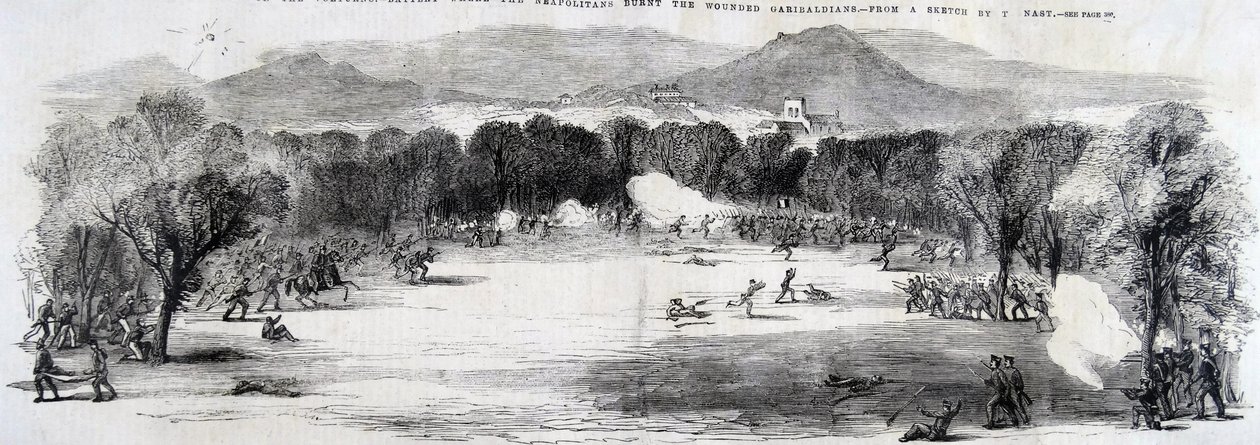 De Slag bij de Volturno, 1860 door Thomas Nast