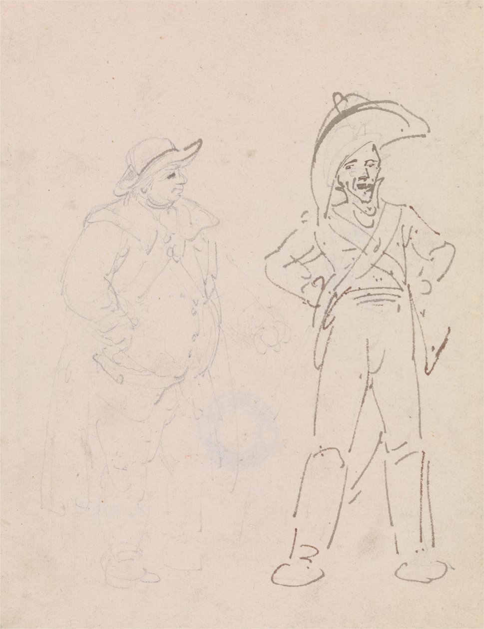 Een gendarme en een andere man door Thomas Rowlandson
