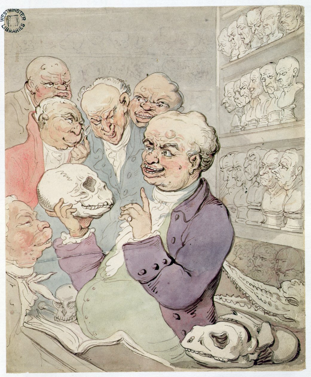 Een Lezing in Piccadilly in 1803 door Thomas Rowlandson