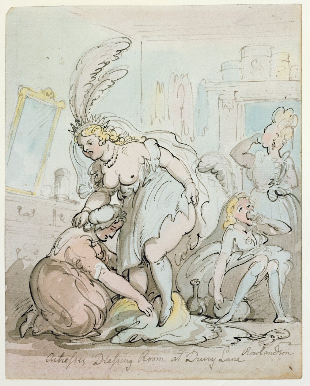 Kleedkamer van Actrices in Drury Lane door Thomas Rowlandson