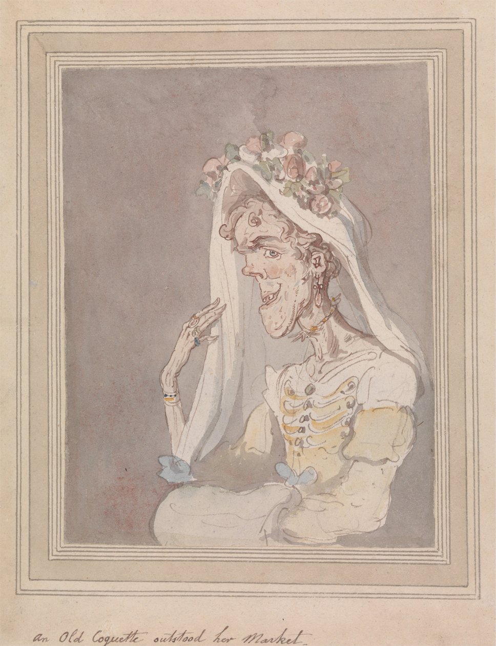 Een Oude Kokette heeft haar Markt Overleefd door Thomas Rowlandson