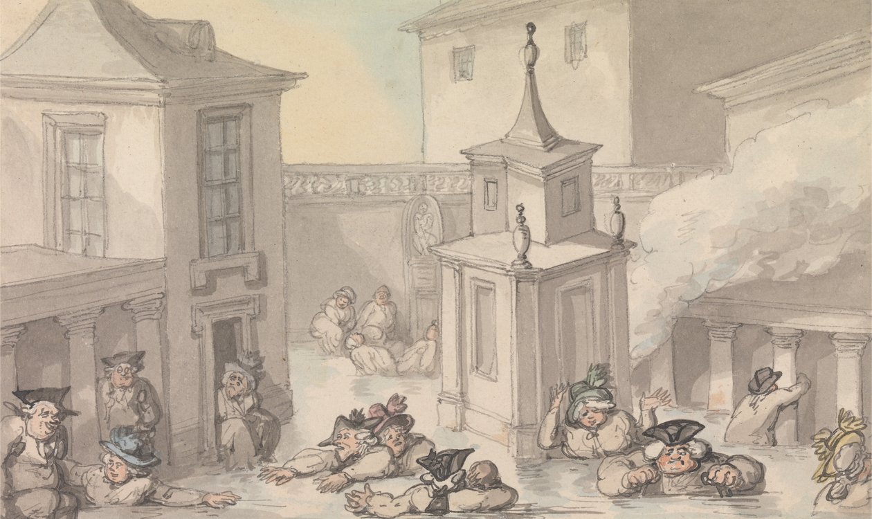 Comforts of Bath- Het bad door Thomas Rowlandson