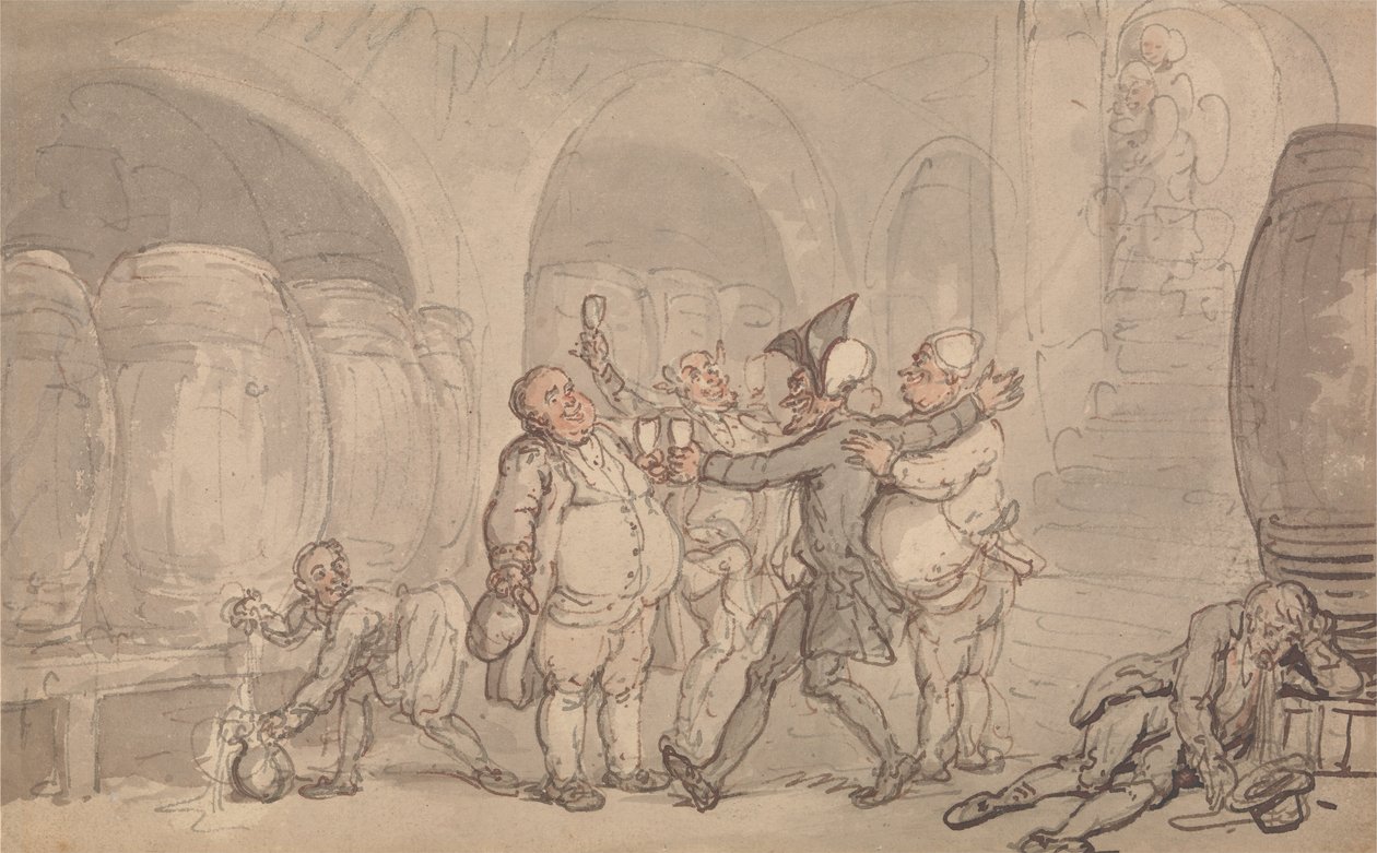 Dr. Syntax Vrijgemaakt van de Kelder door Thomas Rowlandson