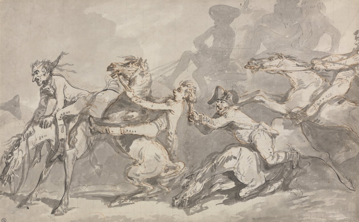 Botsende ruiters door Thomas Rowlandson