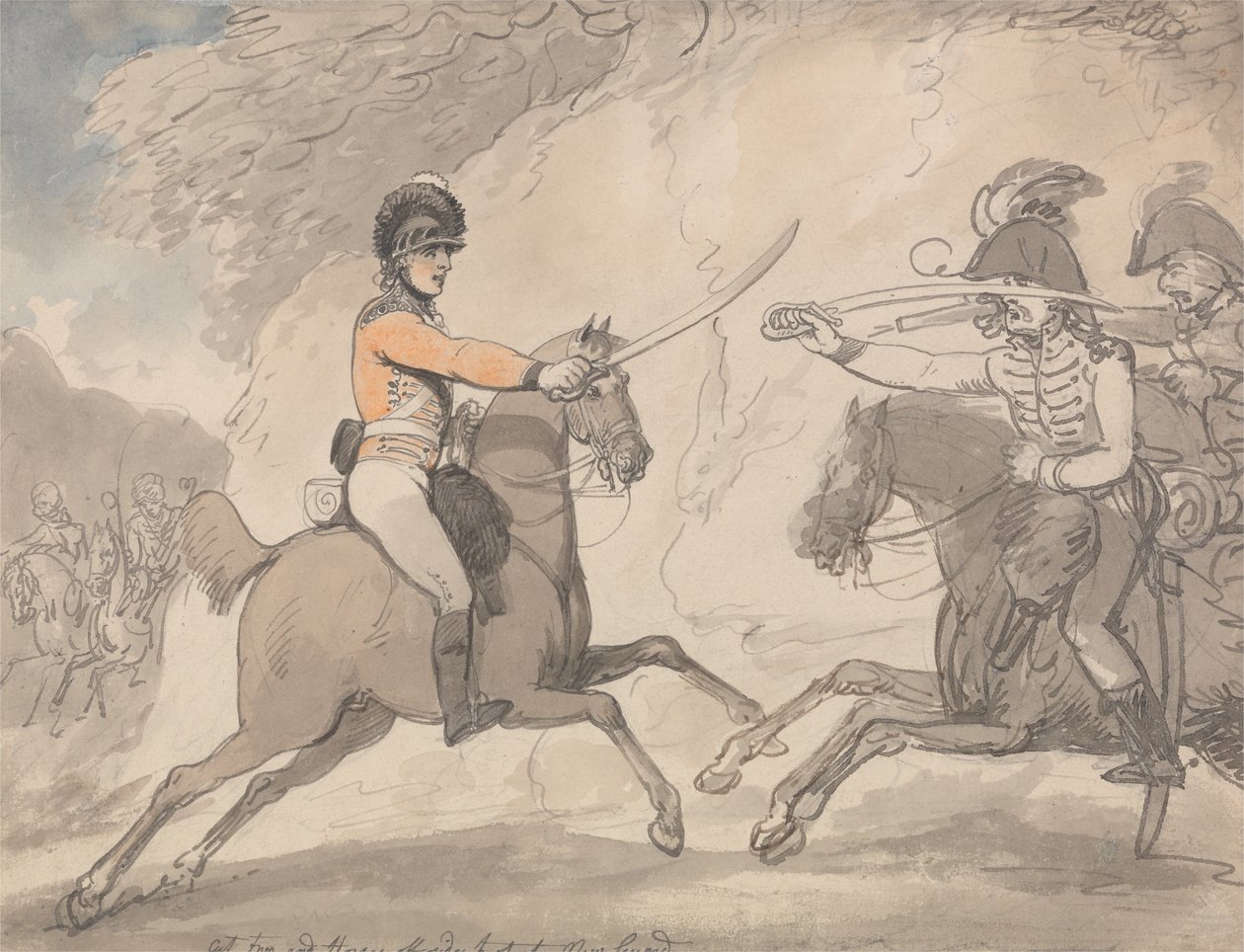 Hongaarse en Hooglandse zwaardoefening door Thomas Rowlandson