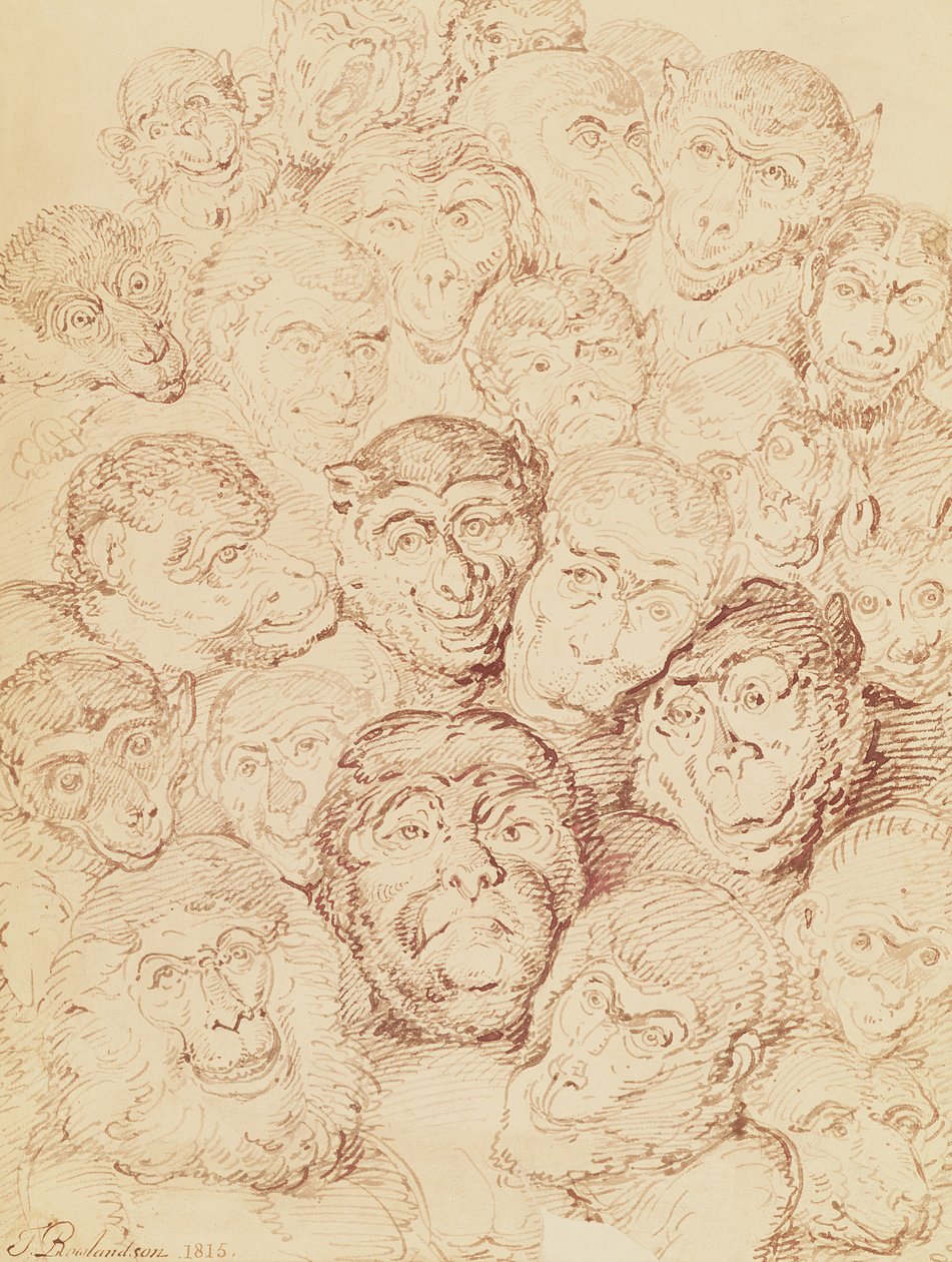 Apengezichten, 1815 door Thomas Rowlandson