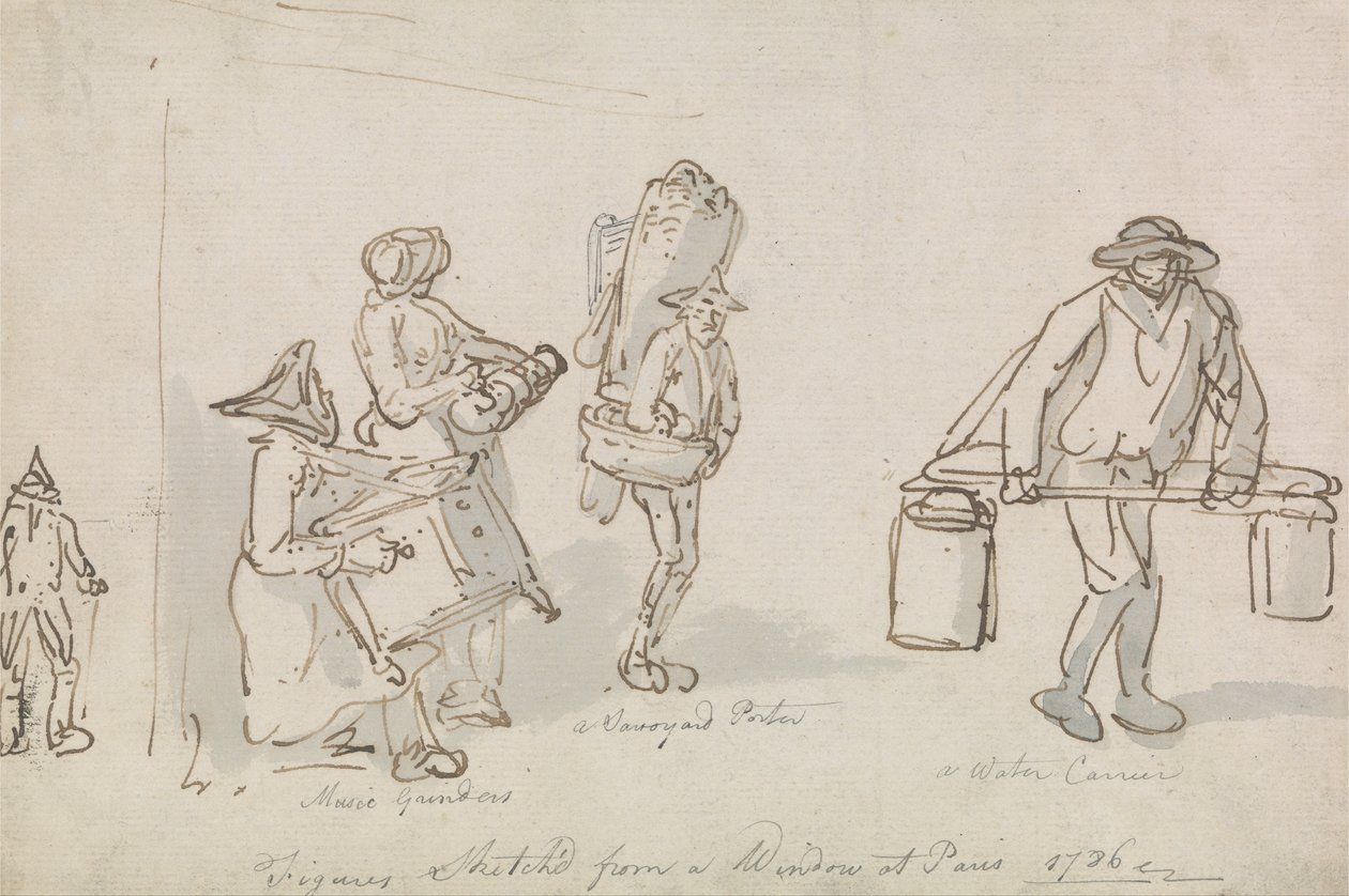 Parijse Straatfiguren door Thomas Rowlandson