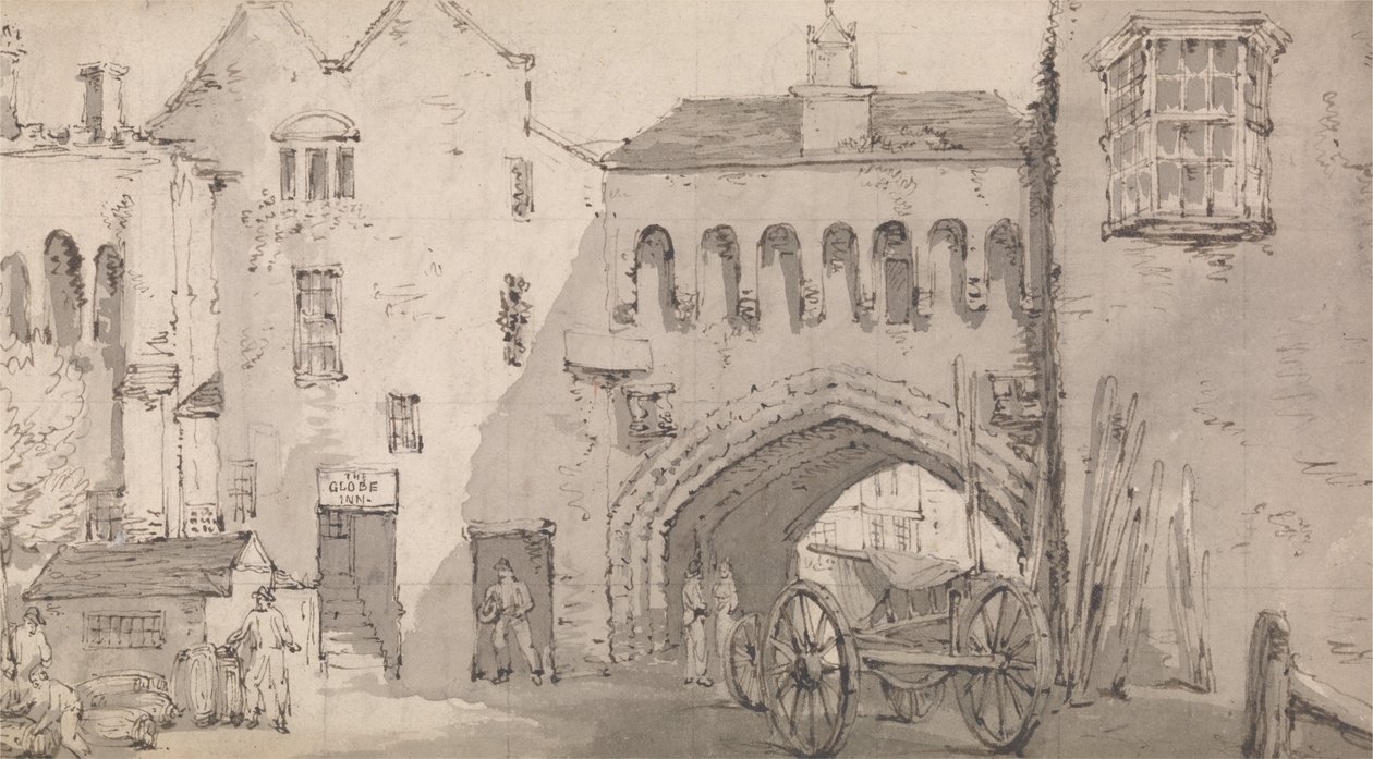 Southampton, de Watergate en Globe Inn door Thomas Rowlandson