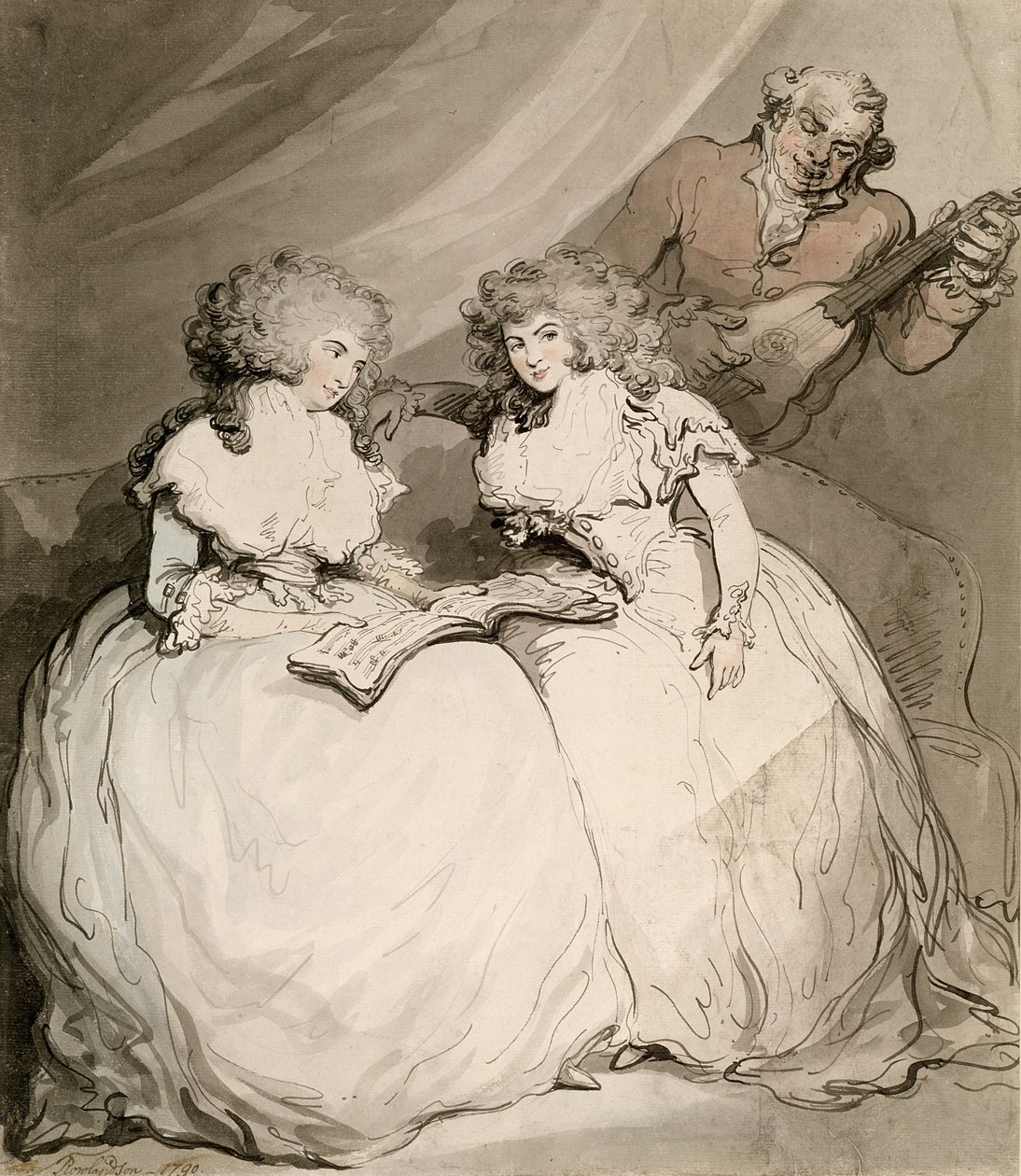 De Hertogin van Devonshire en haar Zuster, de Gravin van Bessborough door Thomas Rowlandson