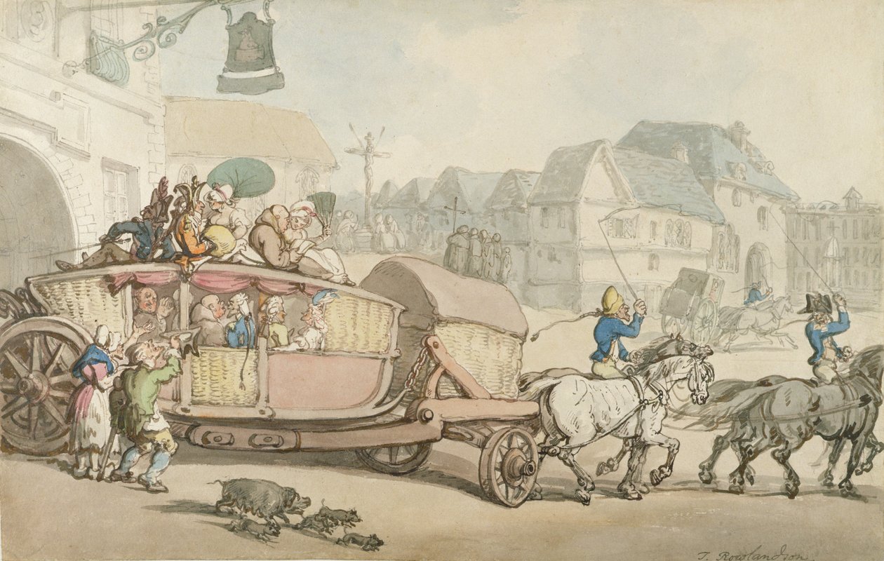 De diligence van Parijs door Thomas Rowlandson