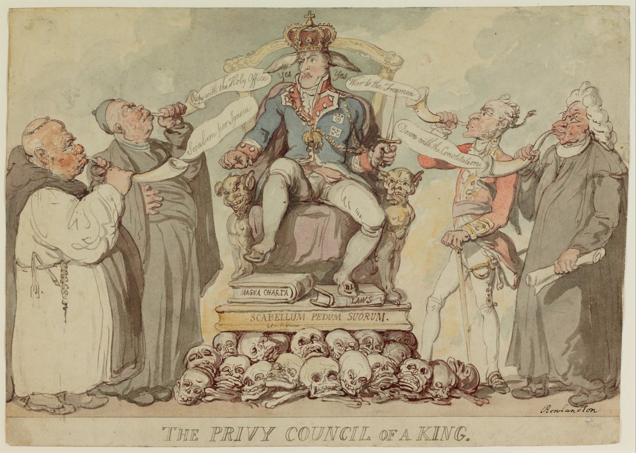 De geheime raad van een koning door Thomas Rowlandson