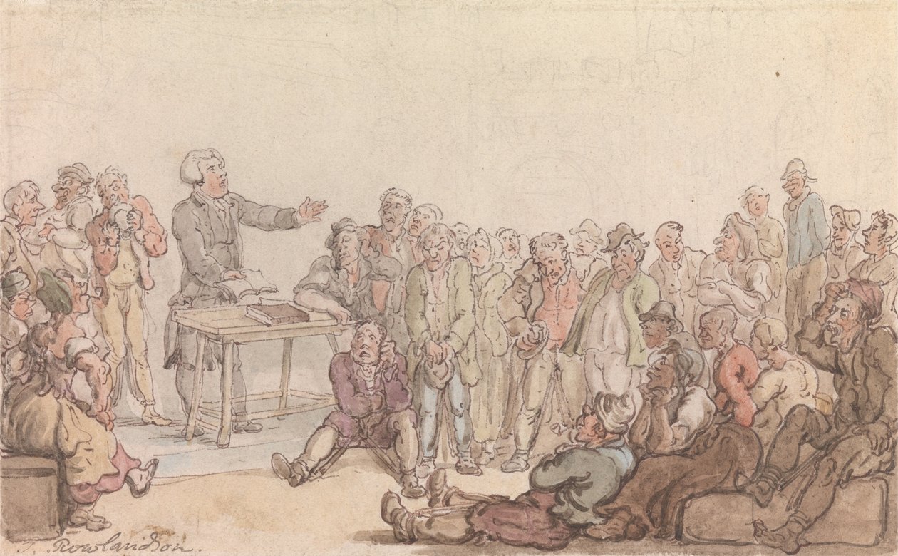 De dominee van Wakefield: de dominee preekt voor de gevangenen door Thomas Rowlandson