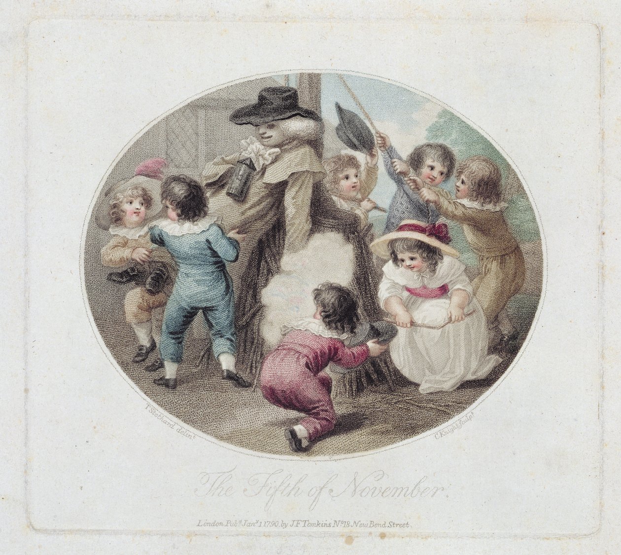 De vijfde november, gegraveerd door Charles Knight, uitgegeven door J.F. Tomkins, 1790 door Thomas Stothard