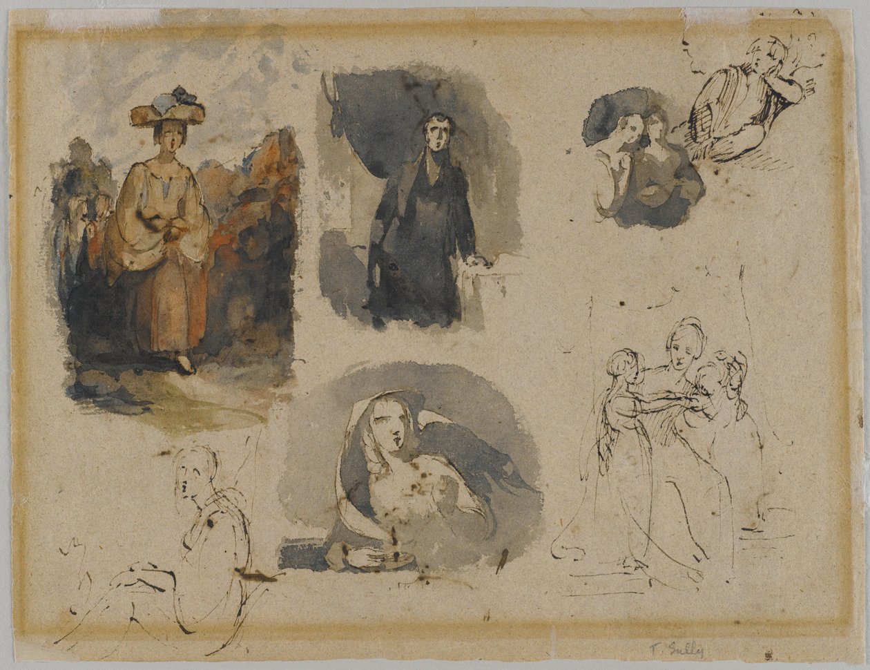 [Zonder titel] (Zeven figuurstudies), ca. 1830s door Thomas Sully