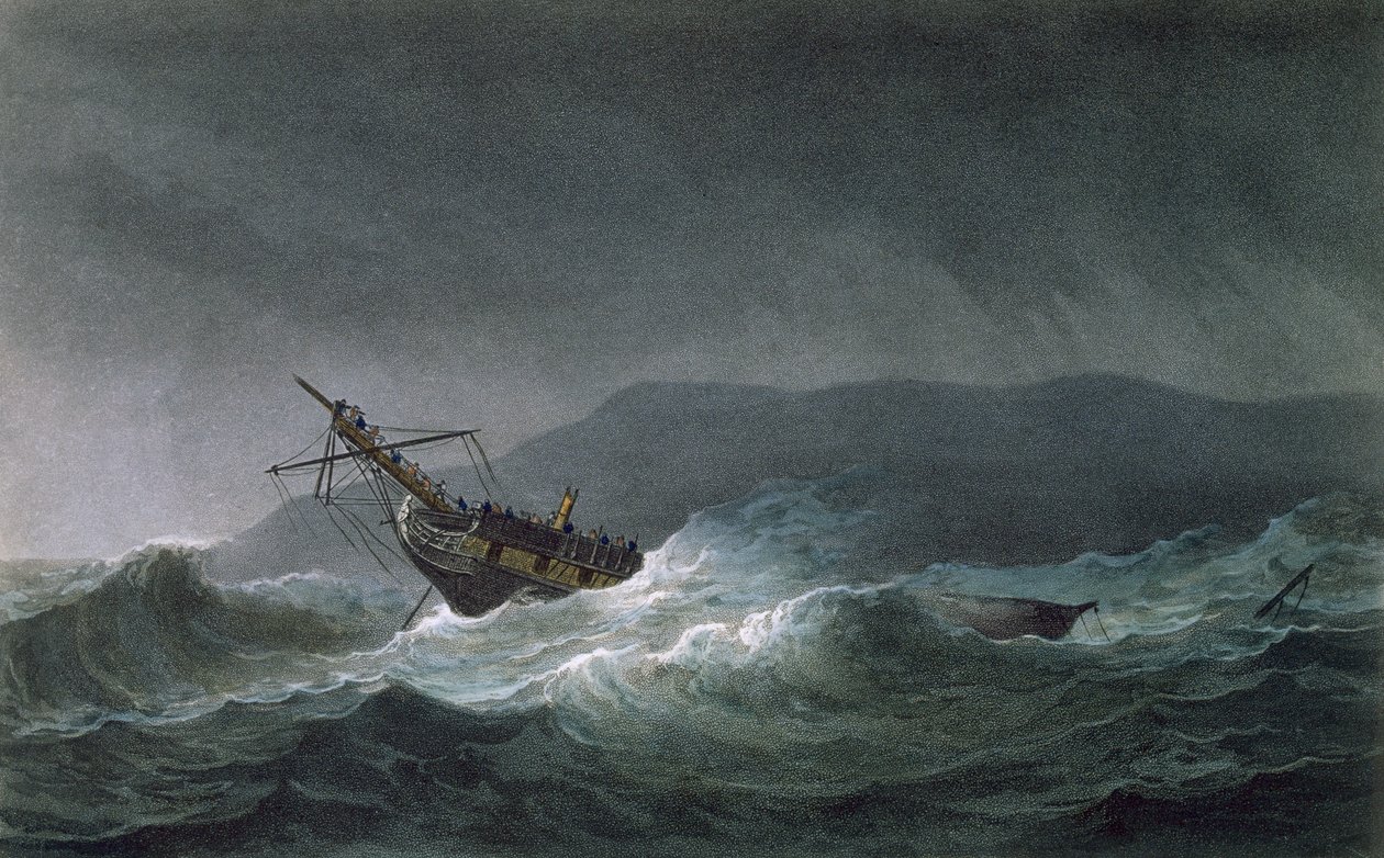 Verlies van de Blanche, bij Abrevack, 4 maart 1807, gegraveerd door T. Sutherland voor 