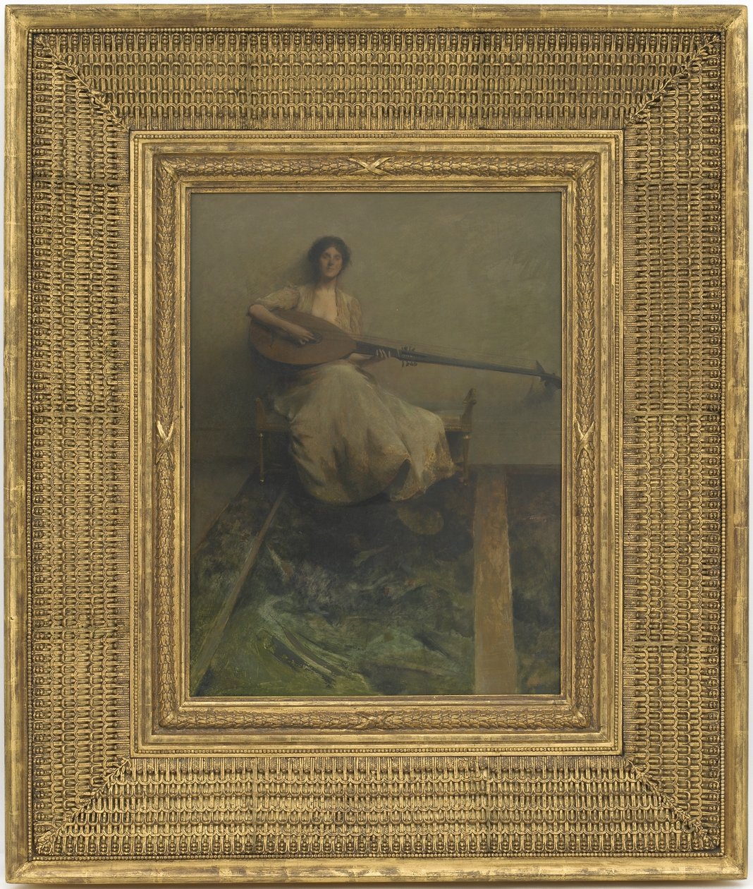 Meisje met Luit, 1904-05 door Thomas Wilmer Dewing