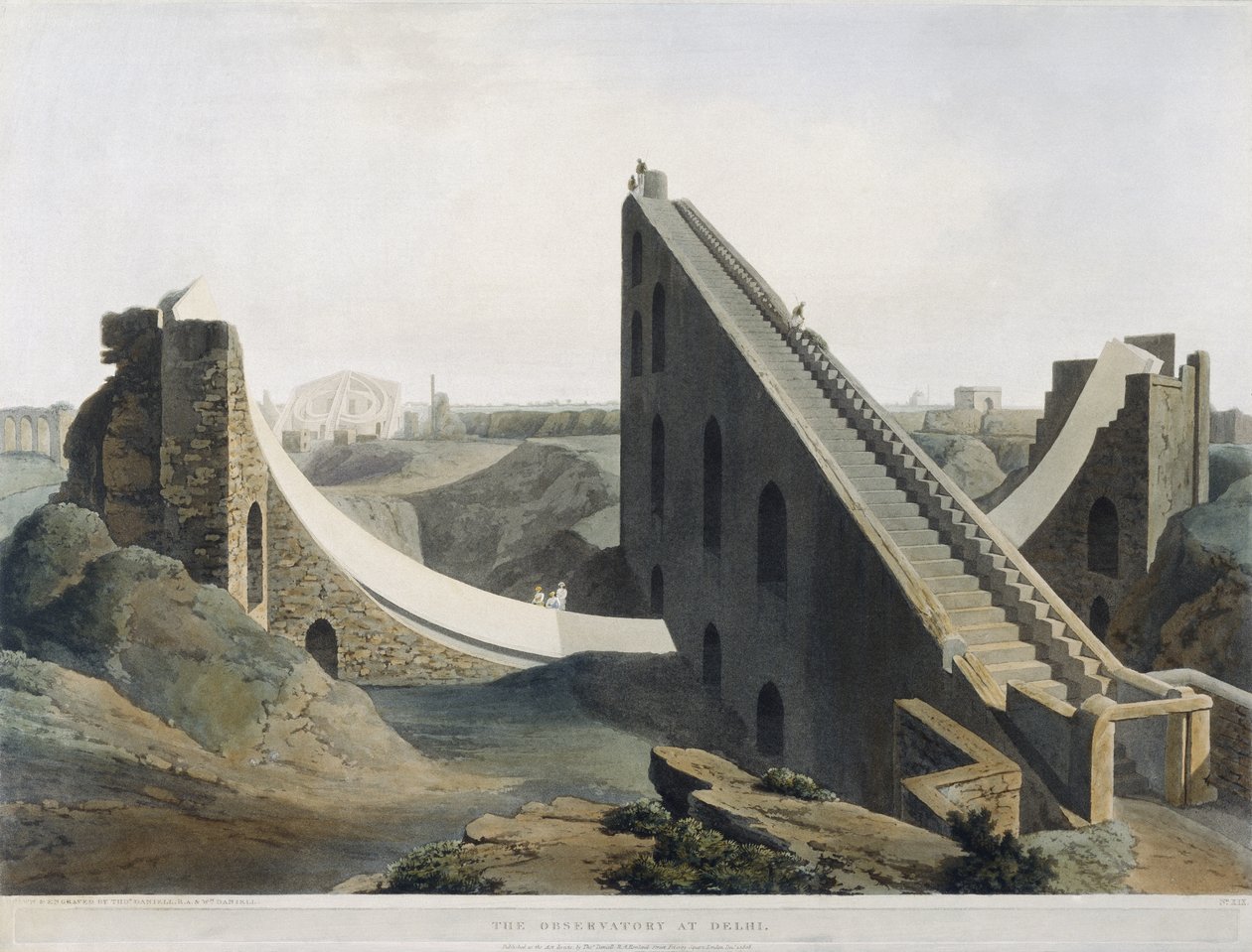 Het observatorium in Delhi, plaat XIX uit Oriental Scenery, gepubliceerd 1808 door Thomas und William Daniell
