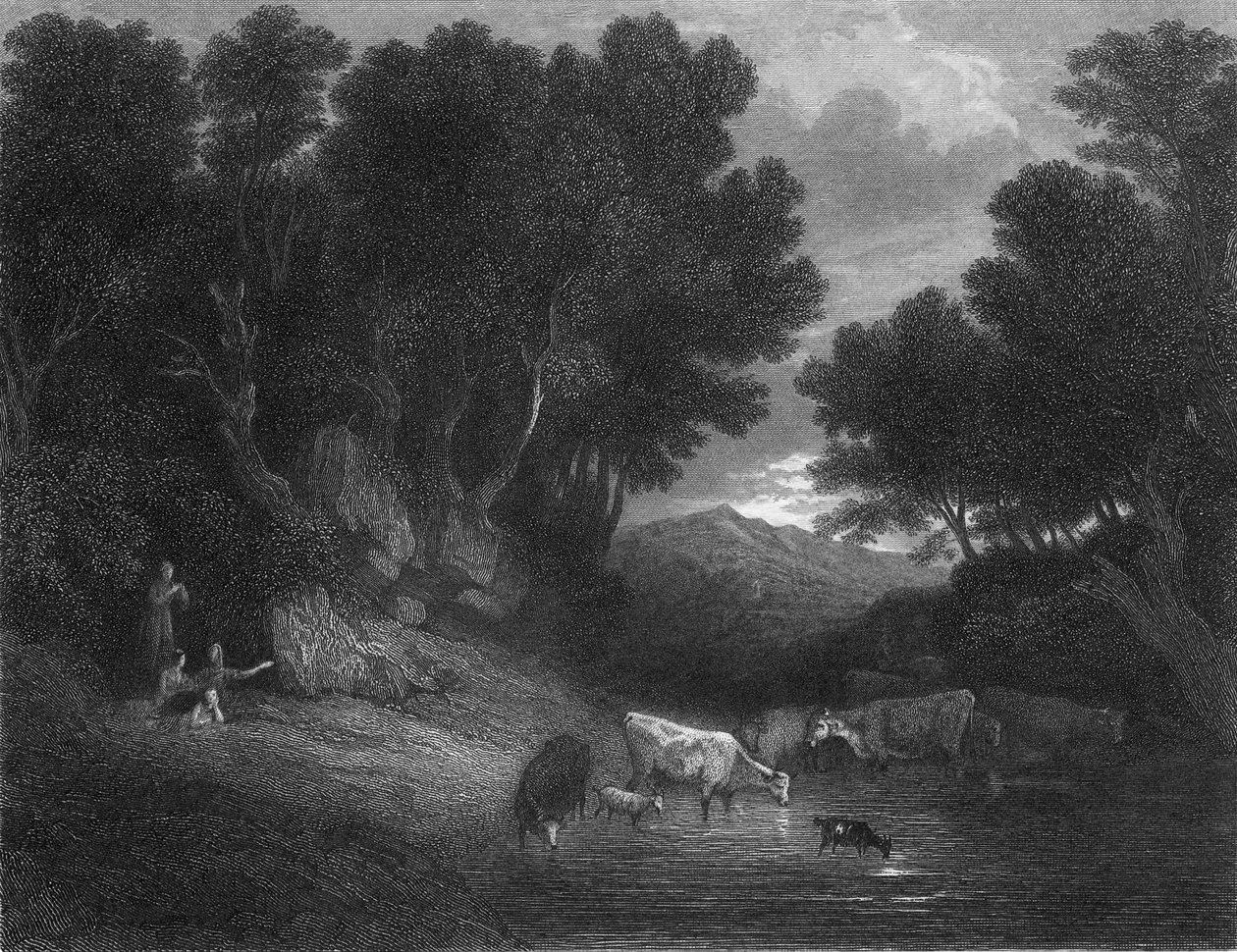 De drinkplaats (gravure) door Thomas (after) Gainsborough