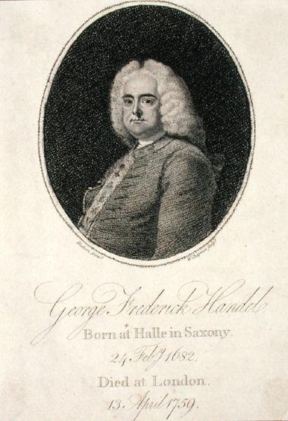 George Frederick Handel (1685-1759) gegraveerd door W. Chapman door Thomas (after) Hudson