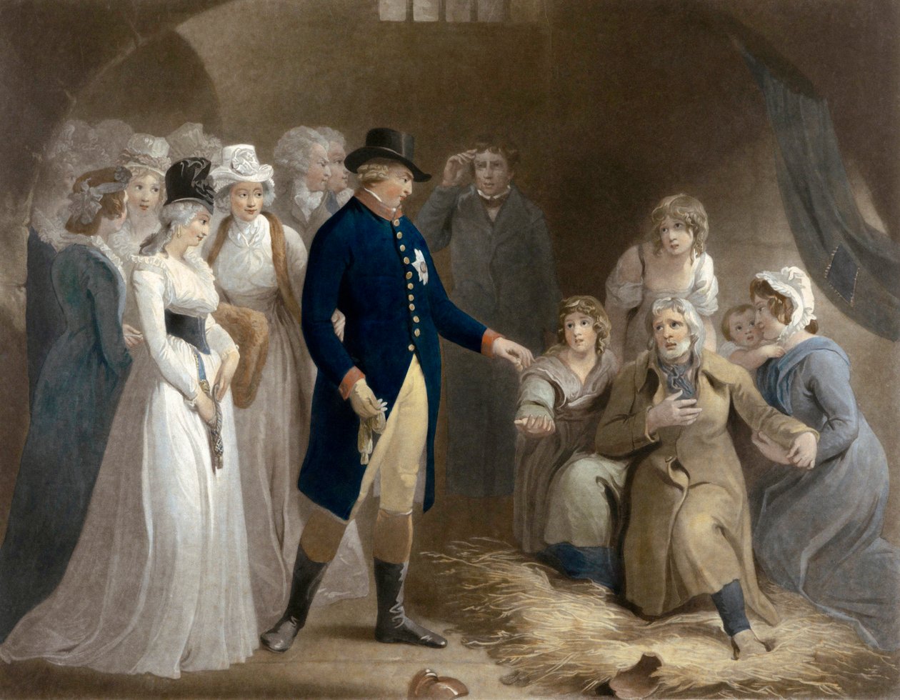 George III bezoekt de gevangenis in Dorchester door Thomas (after) Stothard