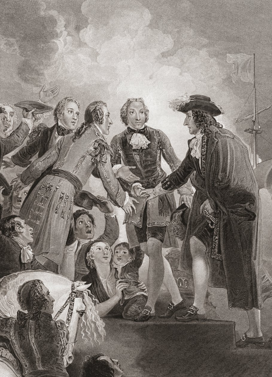 Willem, Prins van Oranje (later Koning Willem III) landt in Brixham (prent) door Thomas (after) Stothard