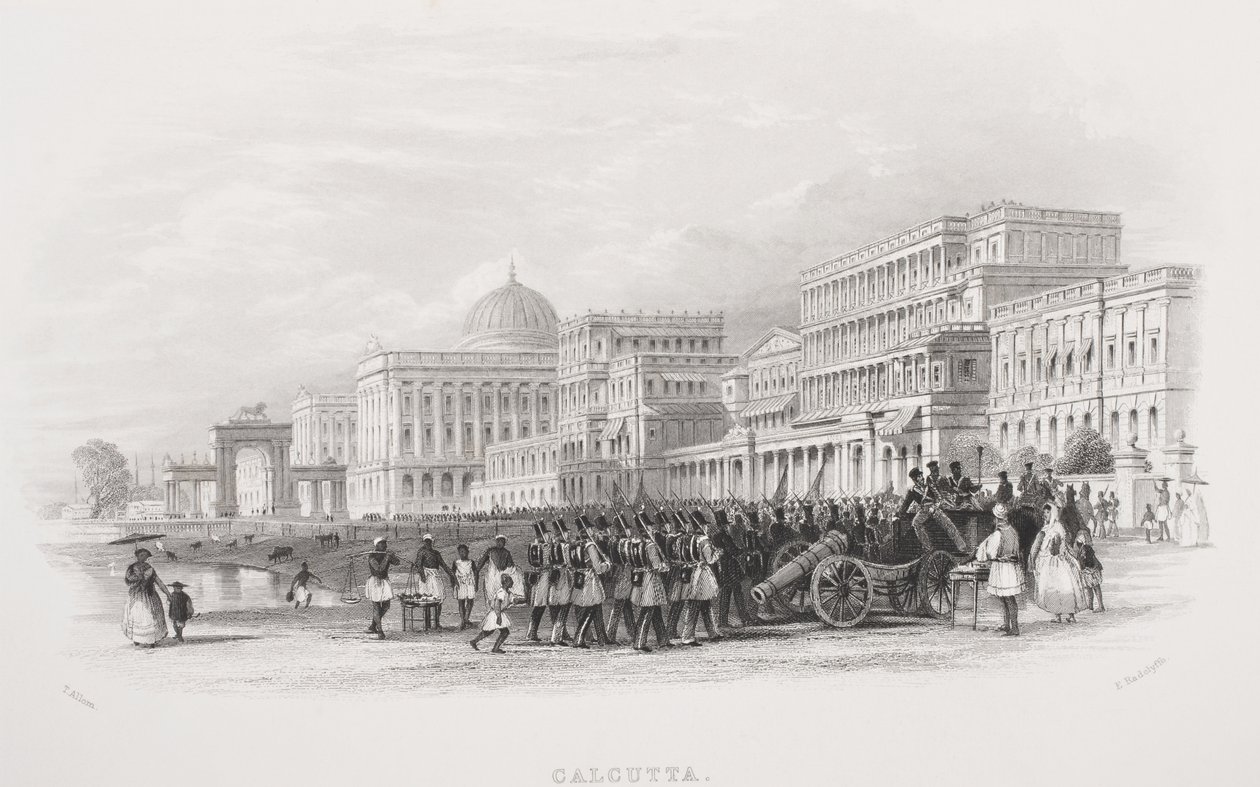 Calcutta, de Esplanade, gegraveerd door E. Radclyffe, uit 