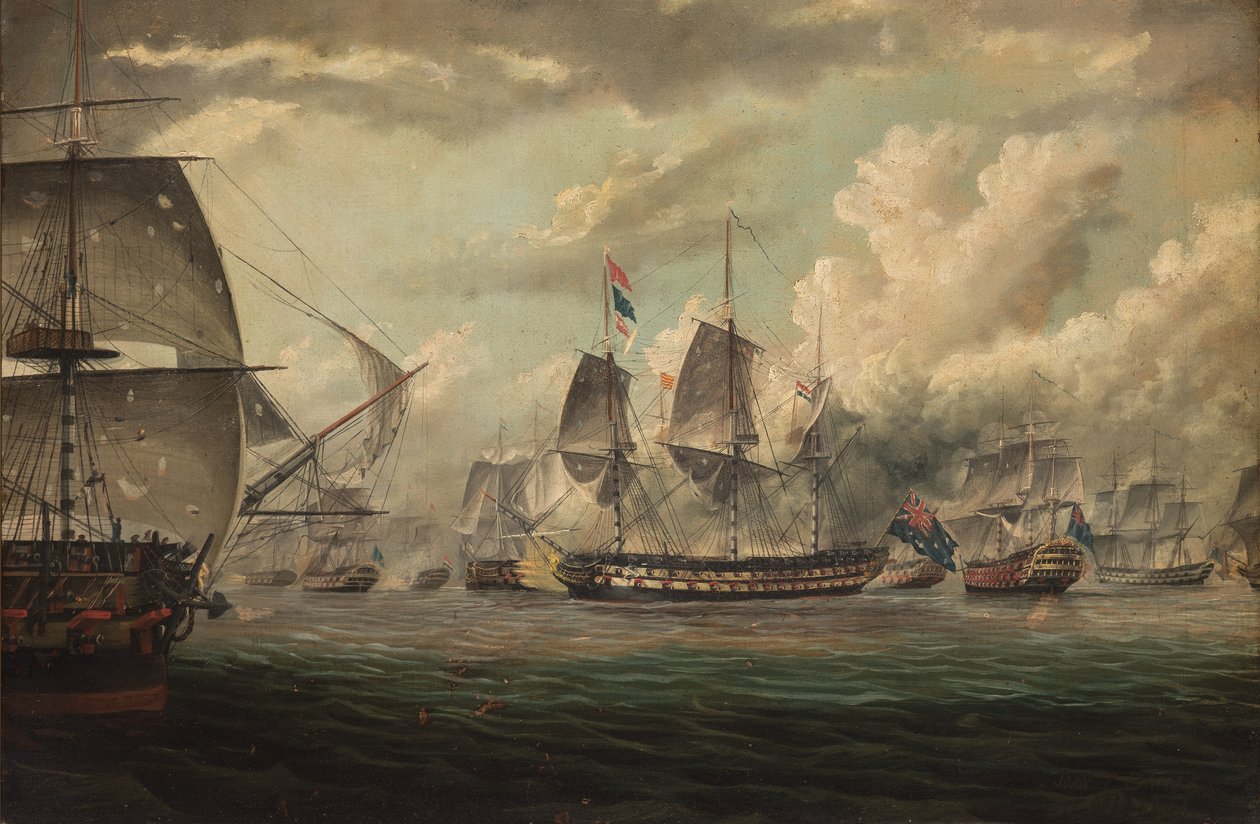 HMS Bellerophon door Thomas Baines