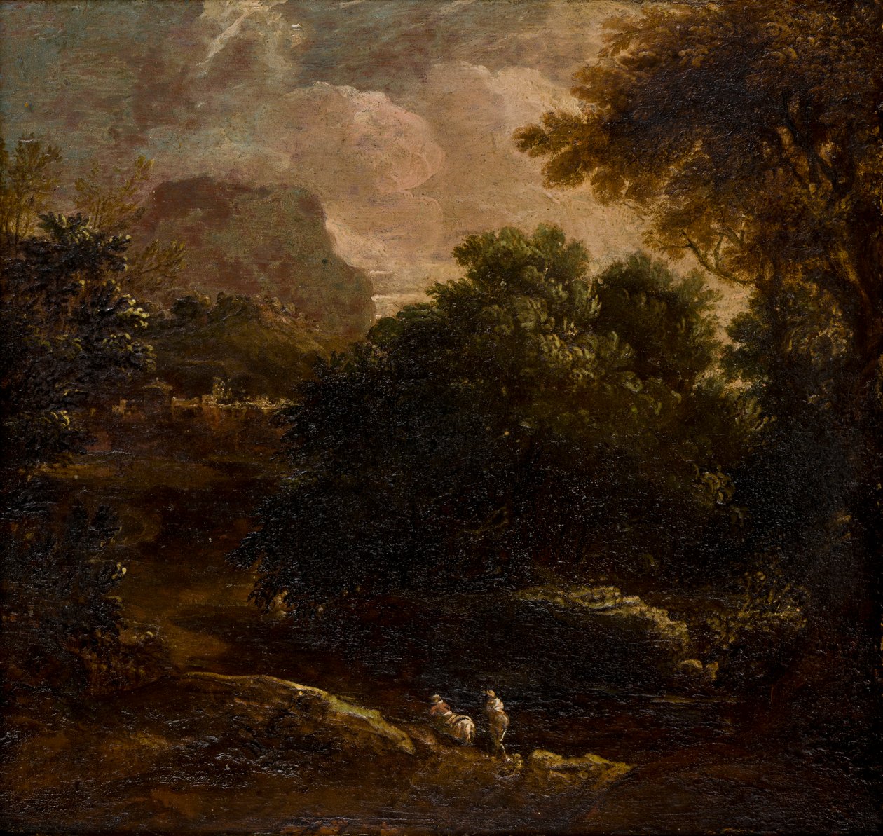 Boslandschap met figuren door Thomas Barker
