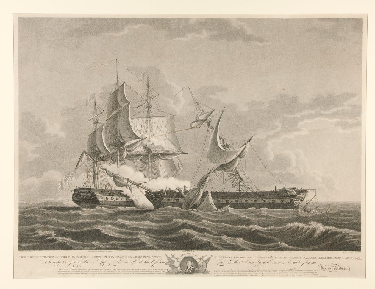 Deze voorstelling van de U.S. Fregat Constitution die door Thomas Birch