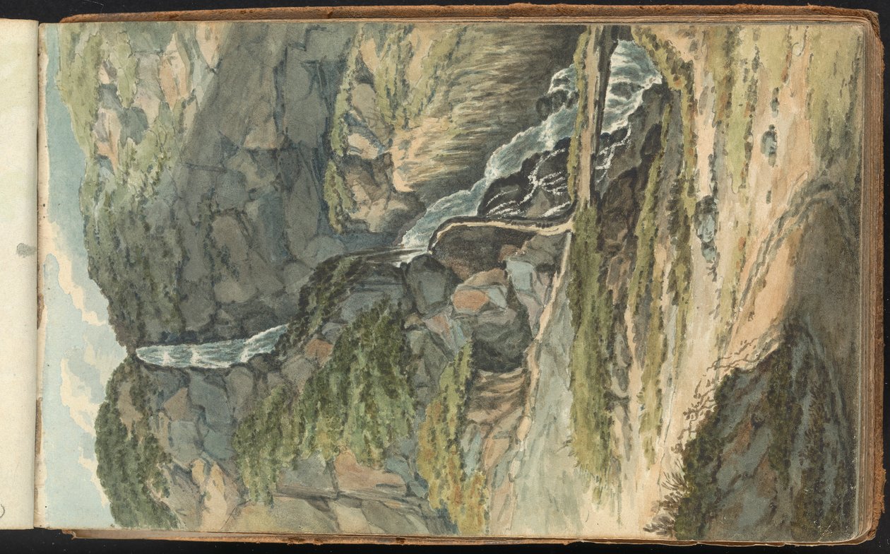 Album van Landschap- en Figurenstudies. Een Waterval door Thomas Bradshaw