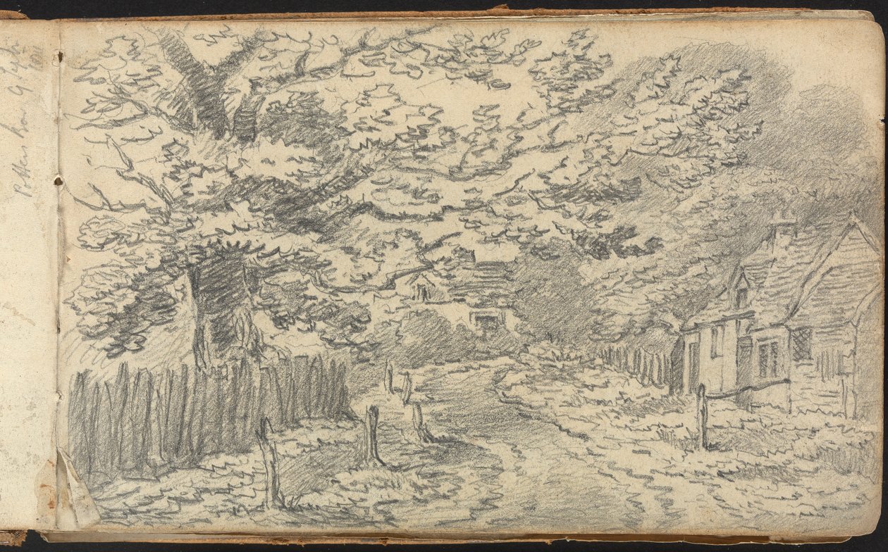 Album van Landschap- en Figurenstudies: Landweg bij Potten End door Thomas Bradshaw