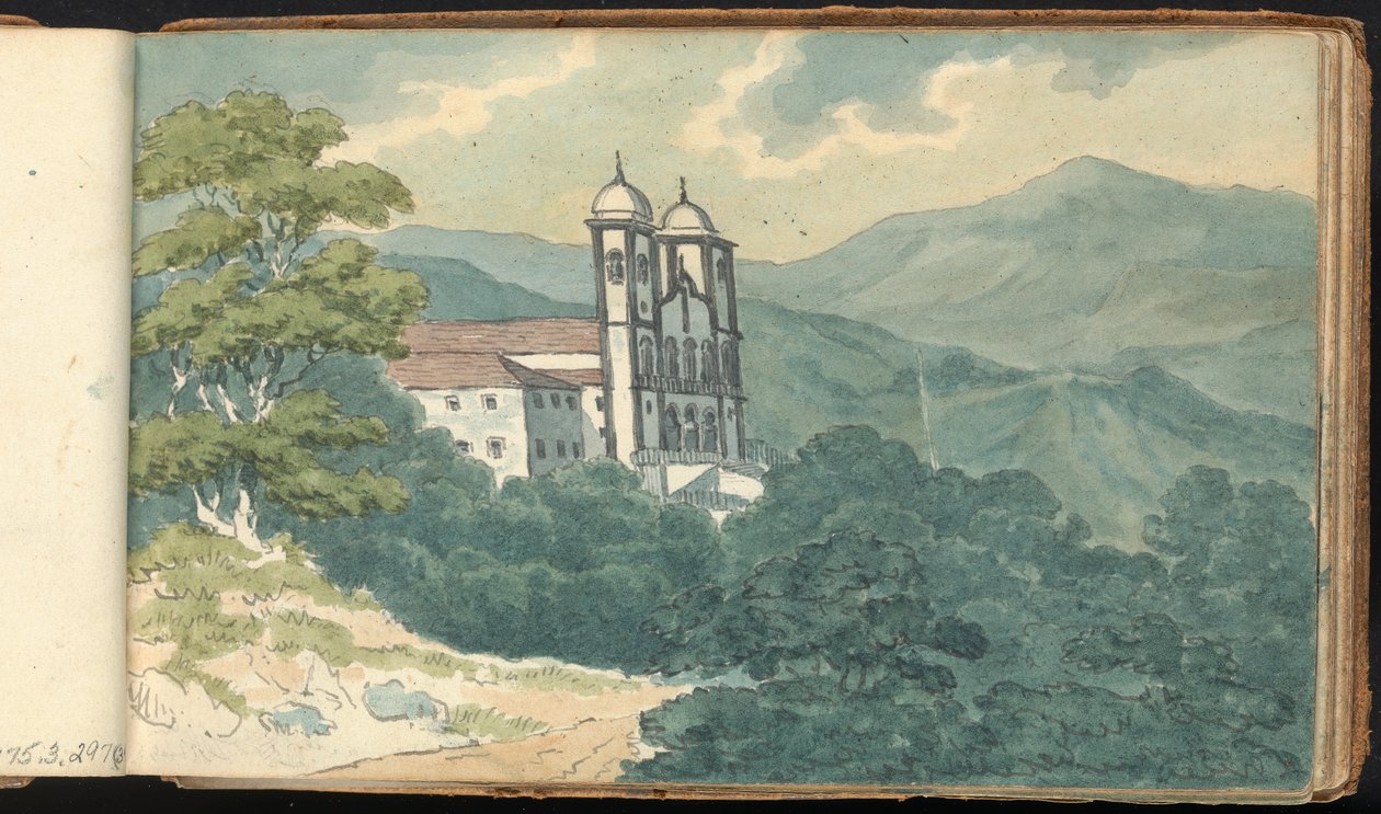 Album van Landschap- en Figurenstudies: Villa in de Bergen door Thomas Bradshaw