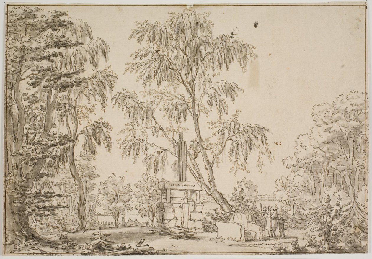 Deel van Fredensborg tuin met "de verborgen antiek" en Esrom meer op de achtergrond door Thomas Bruun