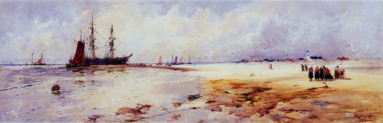Vissersvolk op Katwyk Sands door Thomas Bush Hardy
