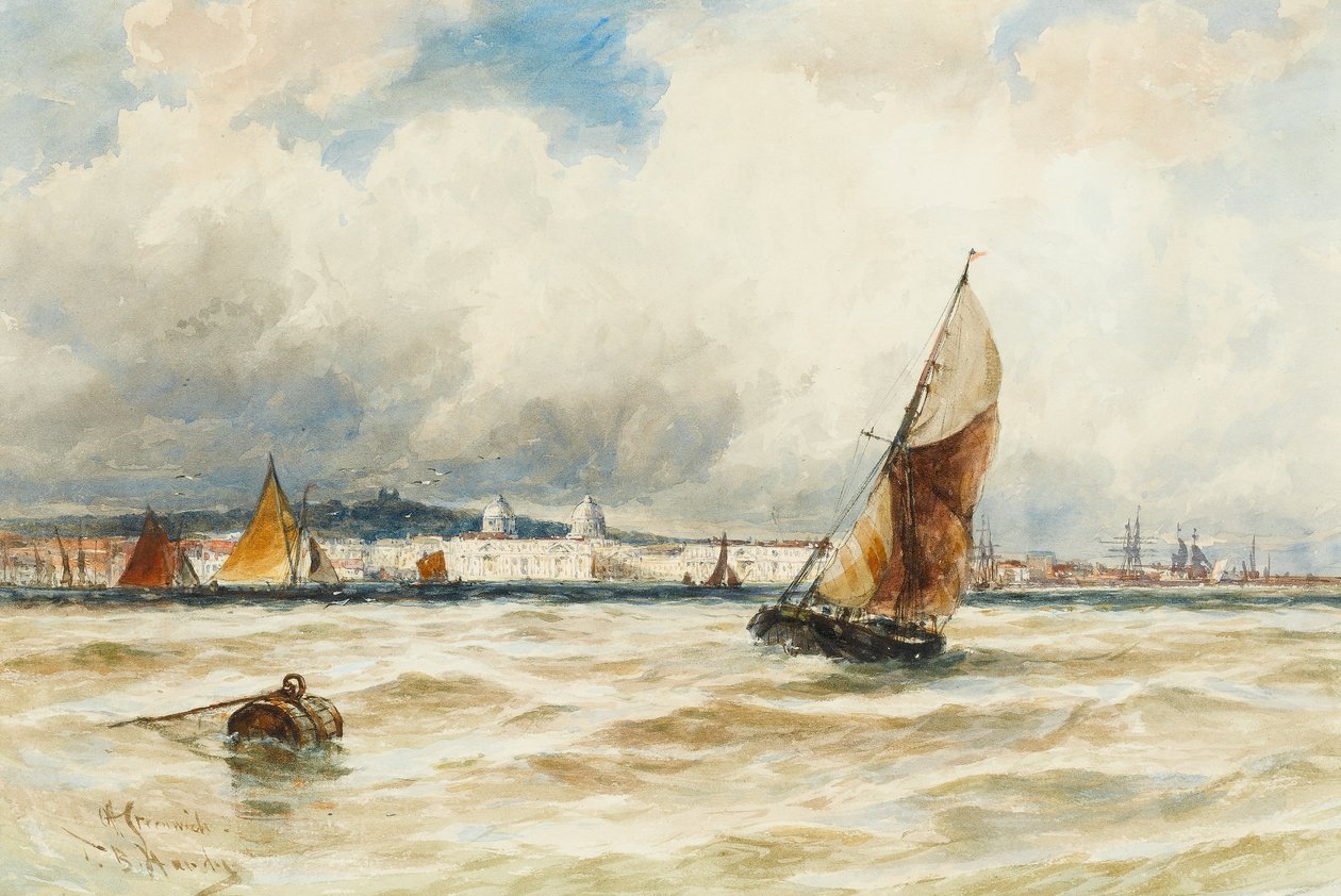 Greenwich Hospital en Naval College vanaf de Theems door Thomas Bush Hardy