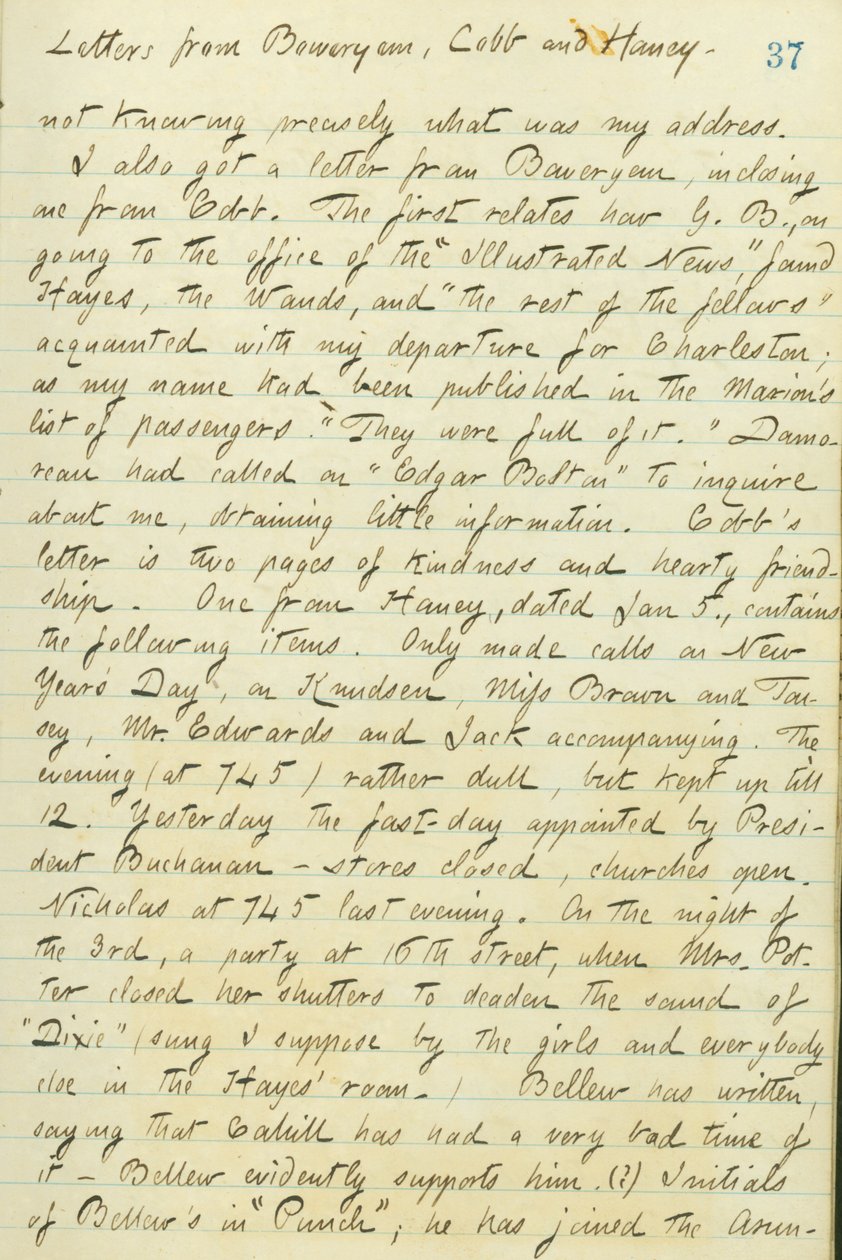 Dagboeken van Thomas Butler Gunn - Deel 15, pagina 44, 6 januari 1861 door Thomas Butler Gunn
