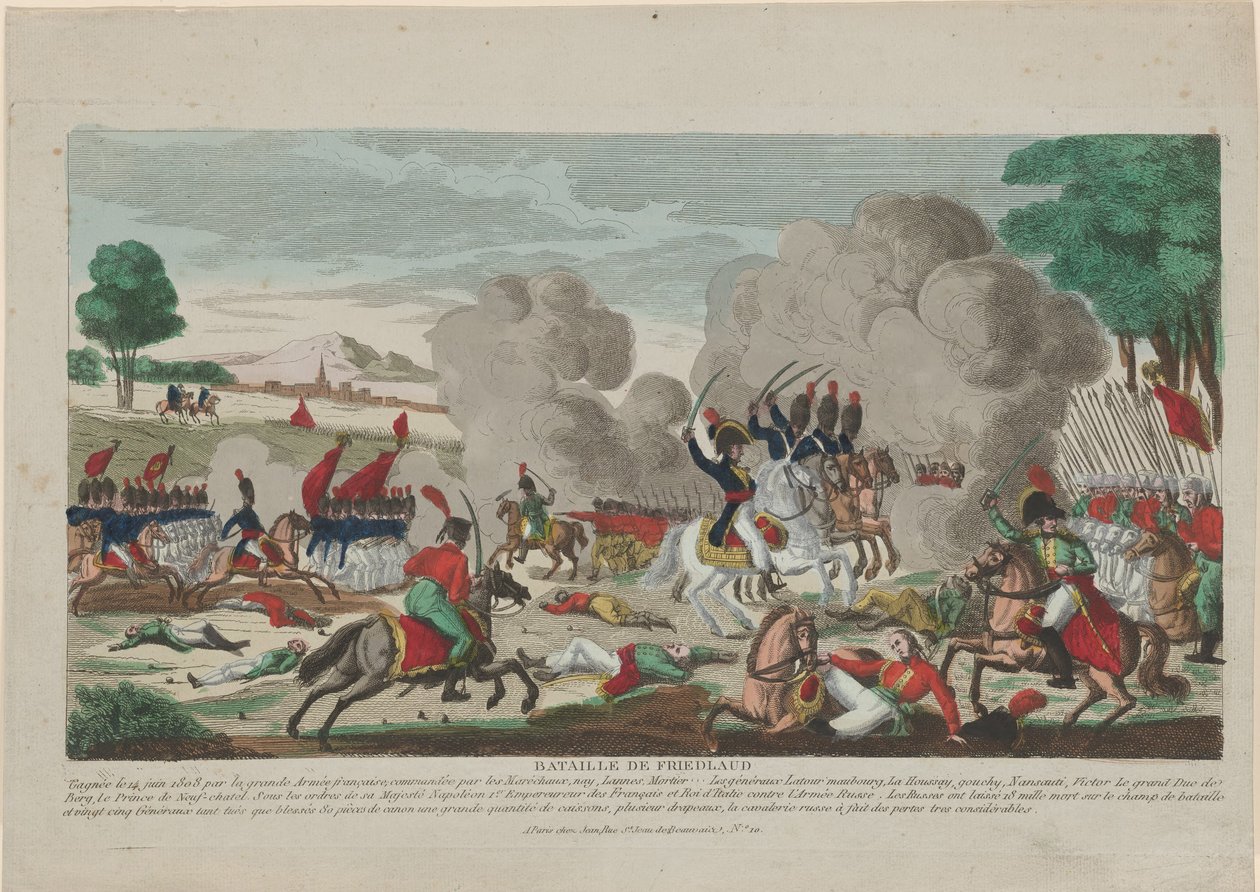 De Slag bij Friedland. Een aanval van de Russische Leib Garde op 14 juni 1807, 1808 door Thomas Charles Naudet