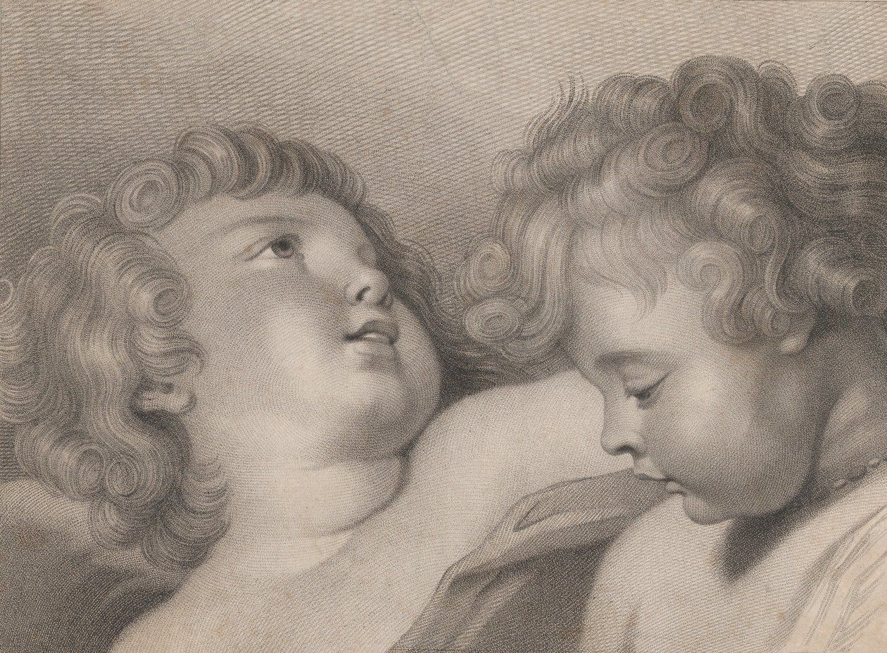 Twee hoofden van cherubs, 1800 door Thomas Cheesman