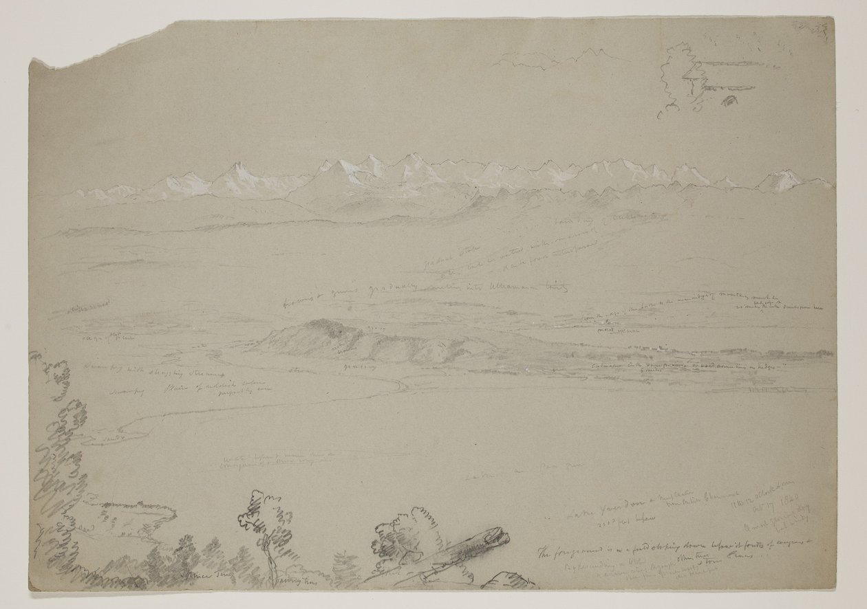 Meer Yverdon of Neuchatel vanaf de heuvel Chaumont, Zwitserland, 1841 door Thomas Cole