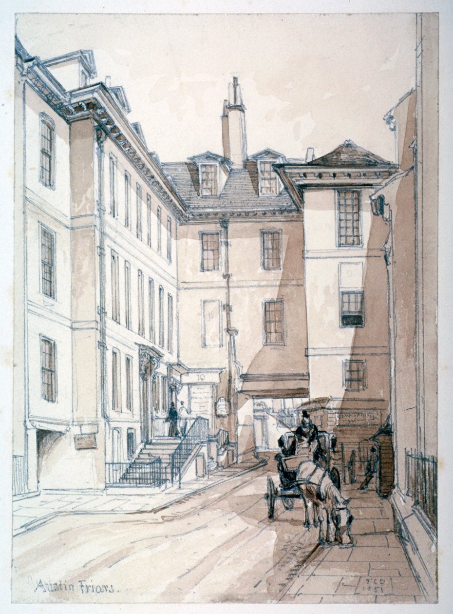 Austin Friars Street, City of London, 1851 door Thomas Colman Dibdin