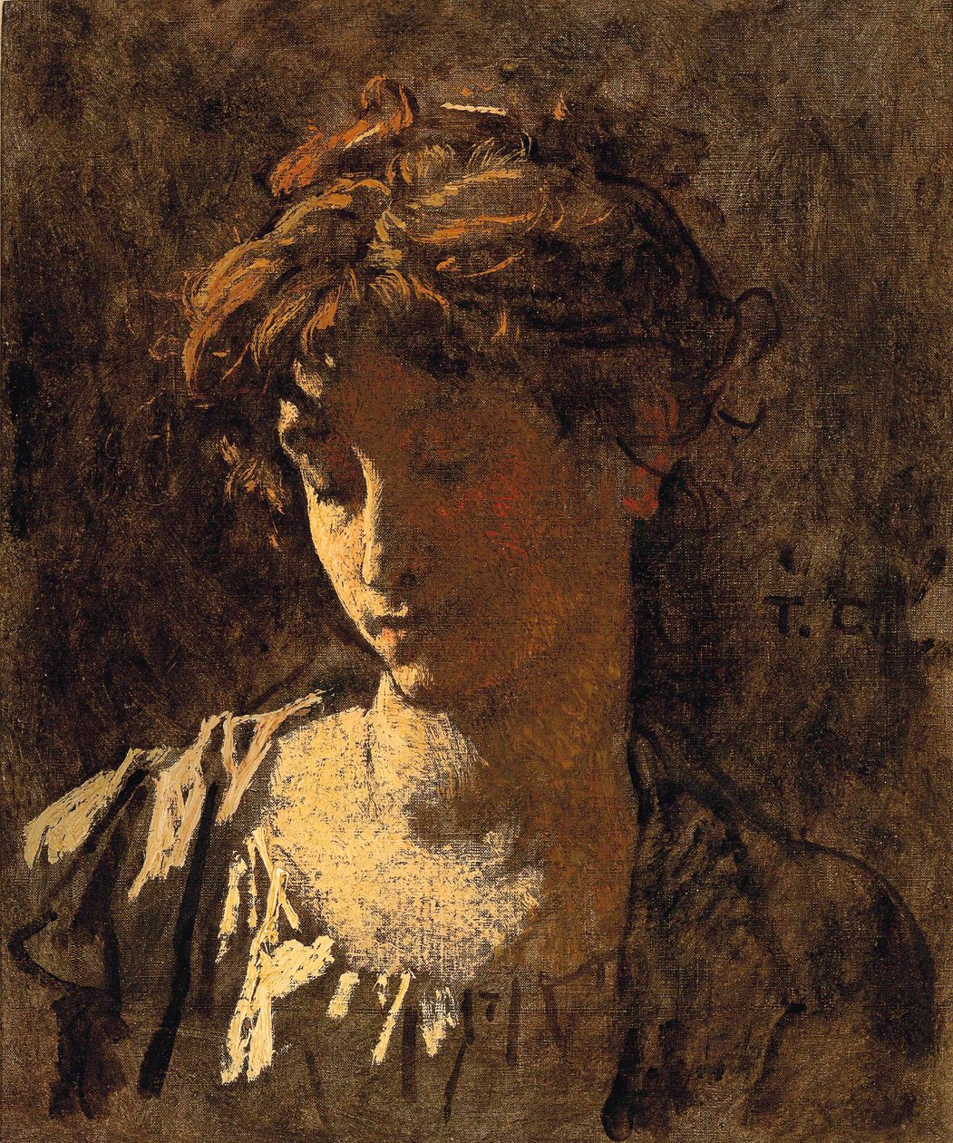 Portret van een vrouw door Thomas Couture