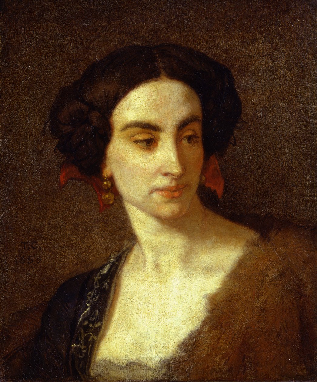 Studiekop van een vrouw (Mademoiselle Poinsot) door Thomas Couture