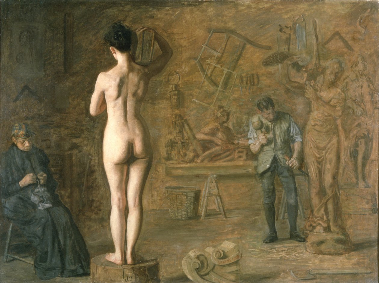 William Rush (1756-1833) snijdt zijn Allegorische Figuur van de Schuylkill River door Thomas Cowperthwait Eakins