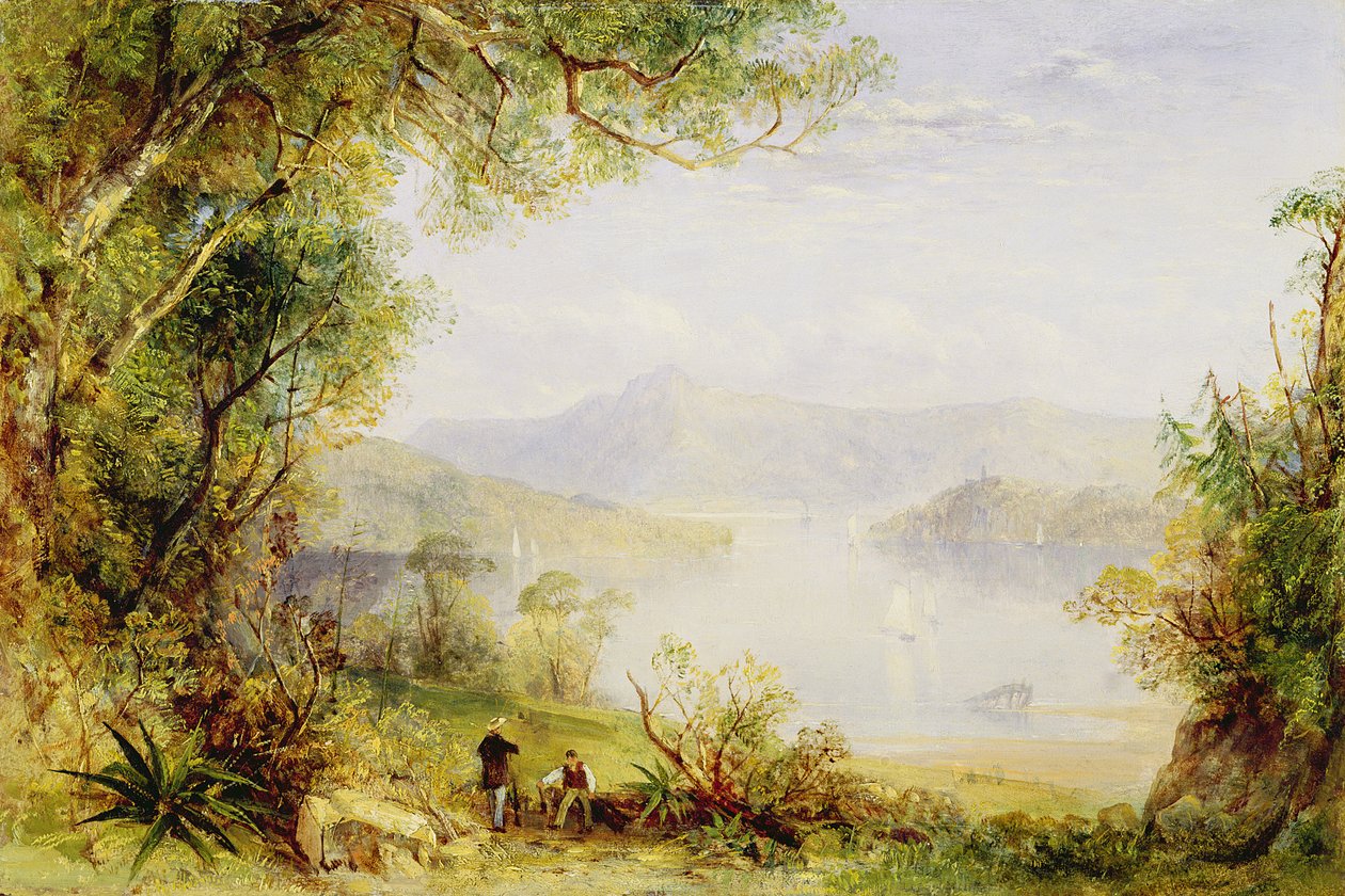 Uitzicht op de Hudson River, c.1840-45 door Thomas Creswick