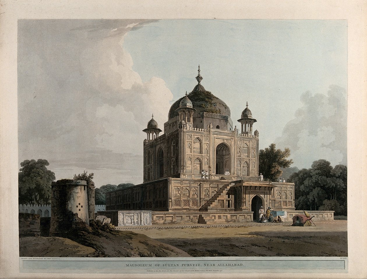 Musoleum van Sultan Purveiz, bij Allahabad door Thomas Daniell