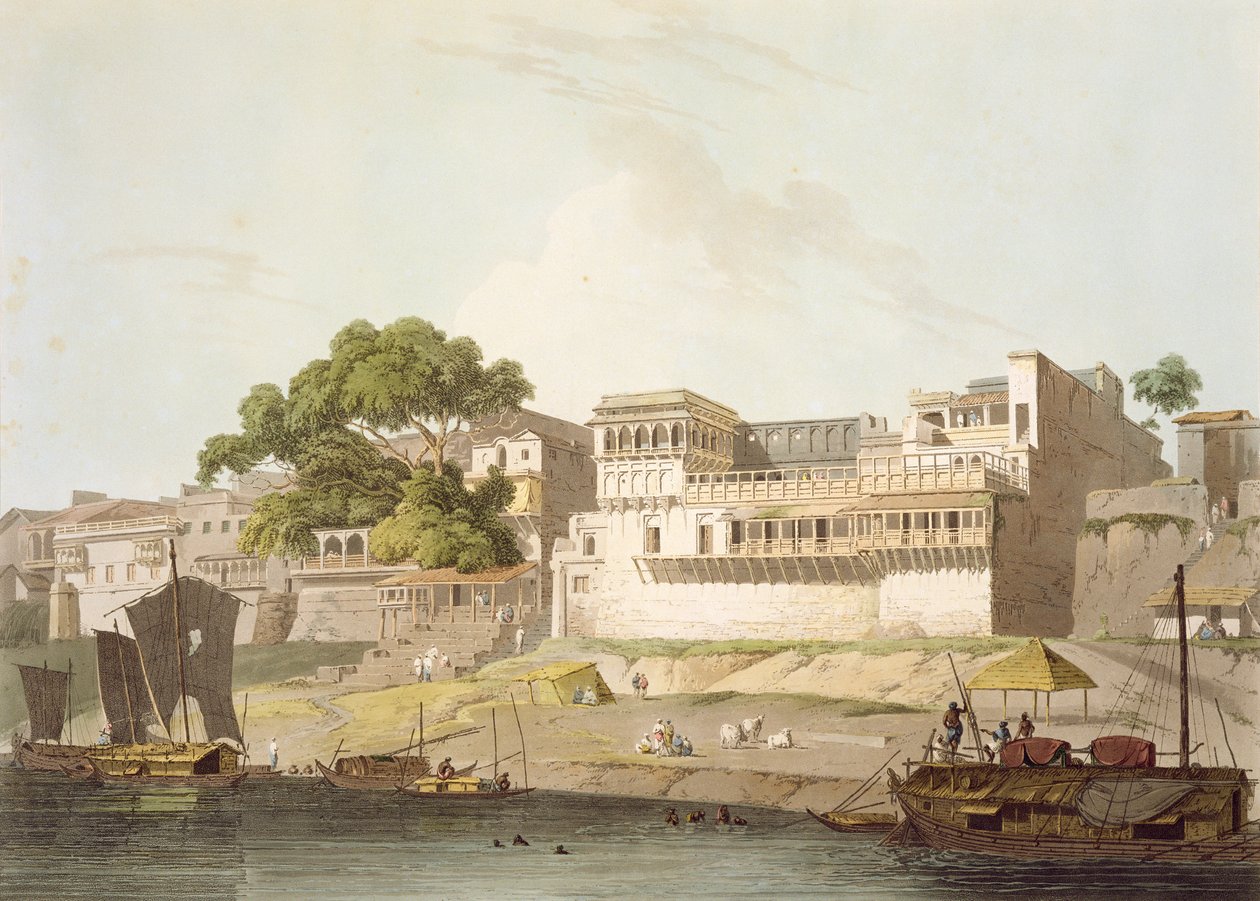 Deel van de stad Patna, aan de rivier de Ganges, uit 