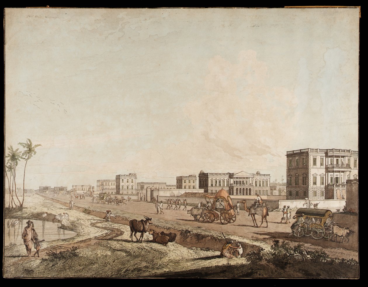 De Nieuwe Gebouwen bij Chouringhee uit Zichten van Calcutta door Thomas Daniell