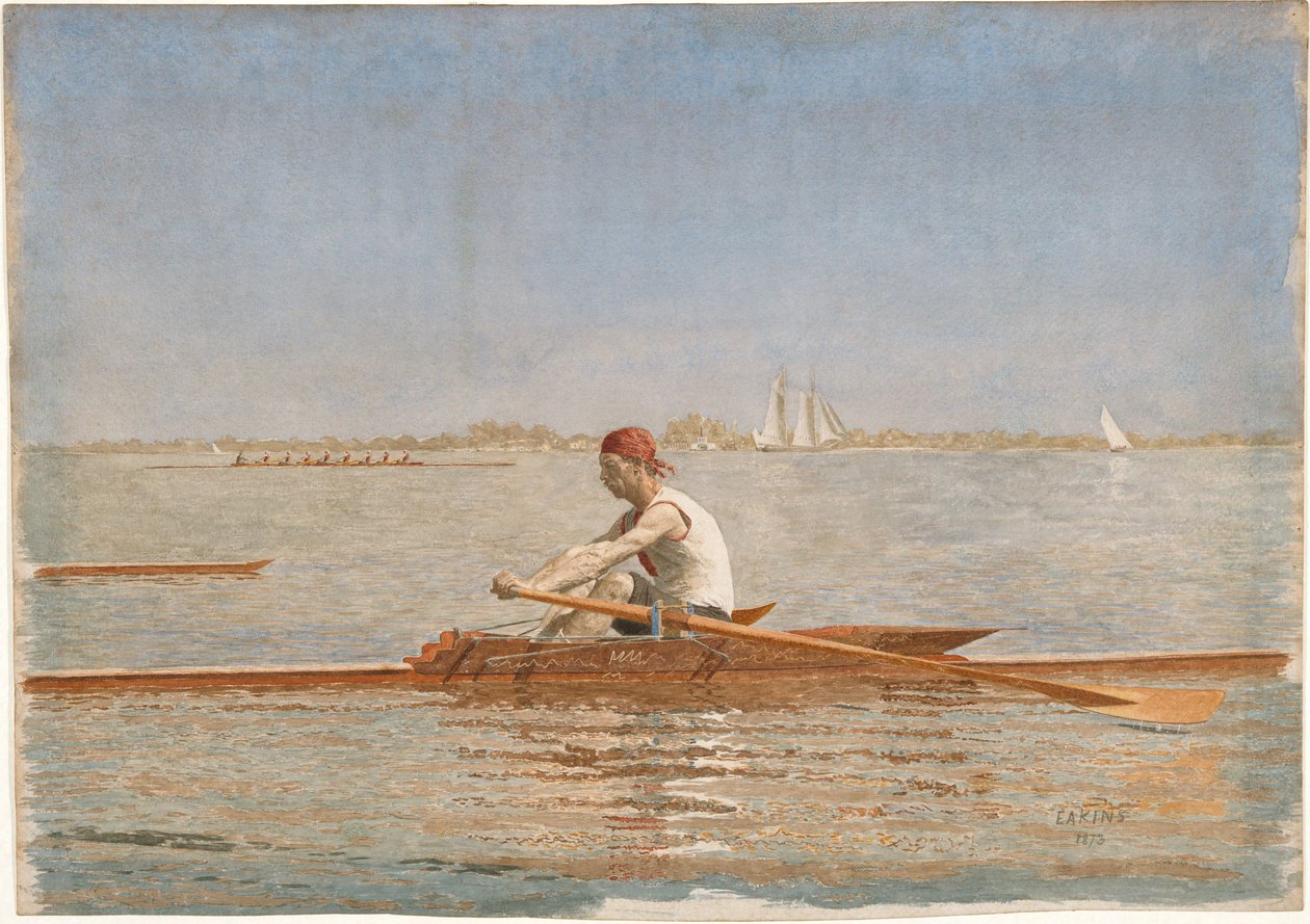 John Biglin in een skiff door Thomas Eakins
