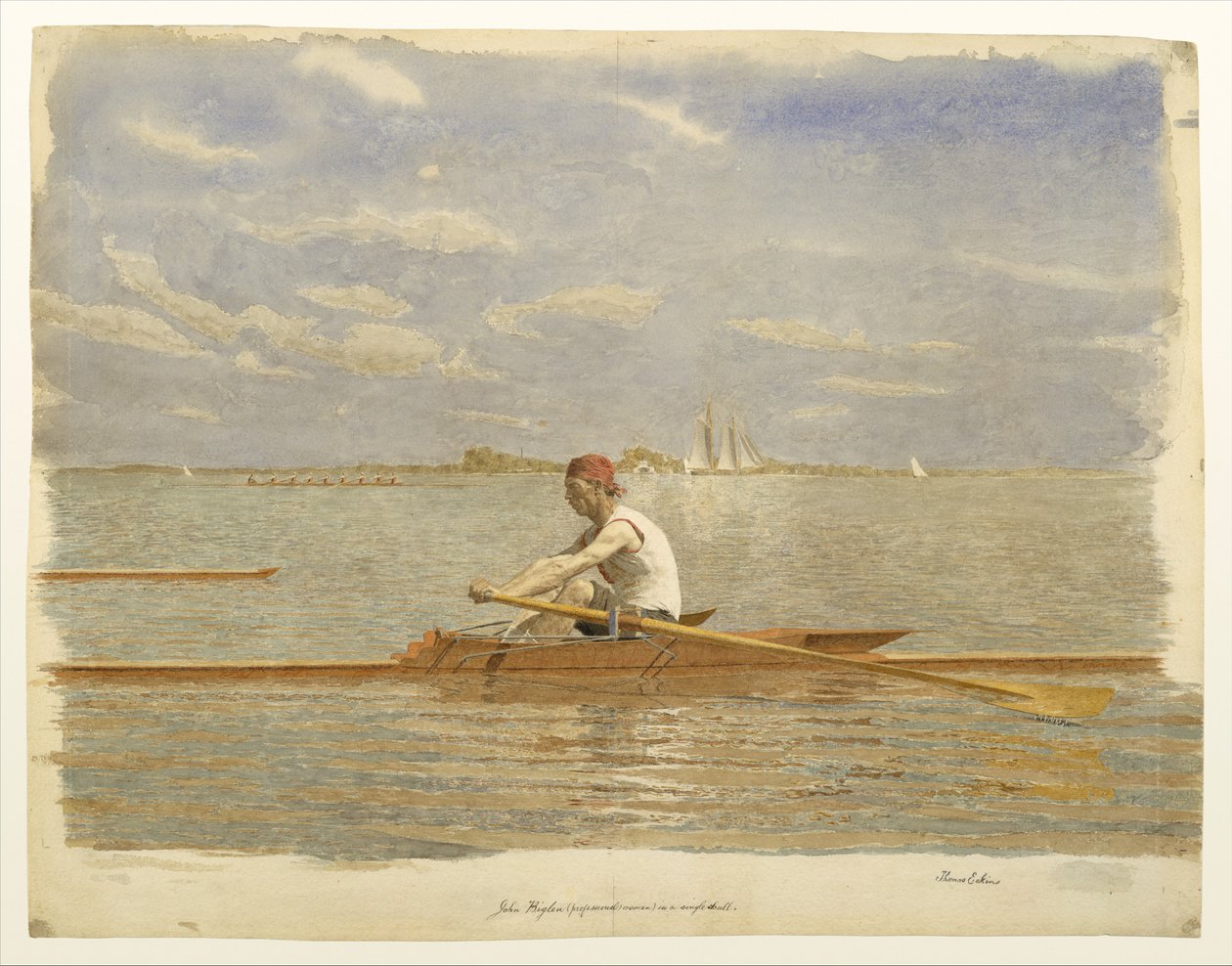 John Biglin in een eenpersoons-skiff door Thomas Eakins