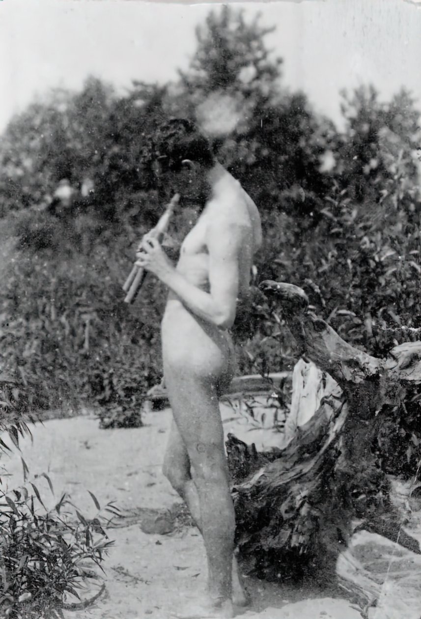 Staande Fluitspeler Studie voor Arcadia, ca. 1883 door Thomas Eakins